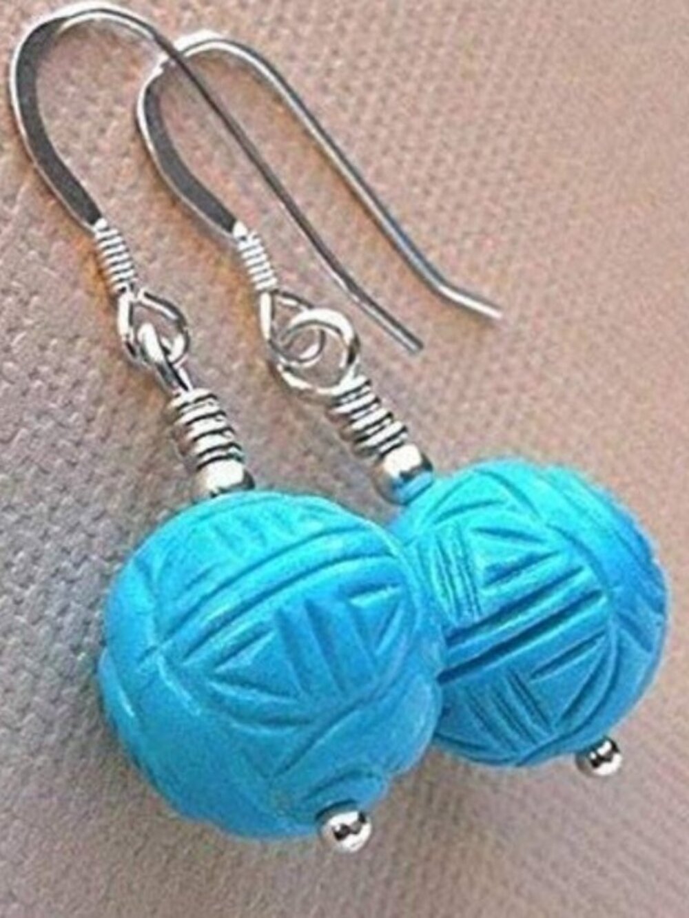 Turquoise Earrings With Sterling Silver Hook Earwires